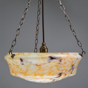 1930s-1950s flycatcher glass bowl ceiling light with orange marbling