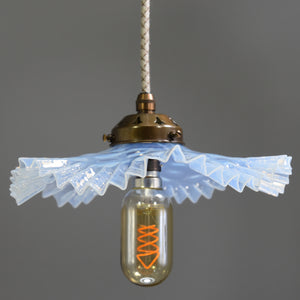 French 1950s clear glass coolie pendant light shade