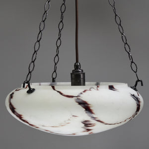 flycatcher glass bowl ceiling light with jagged brown and burgundy marbling