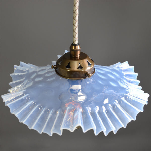 French 1950s clear glass coolie pendant light shade