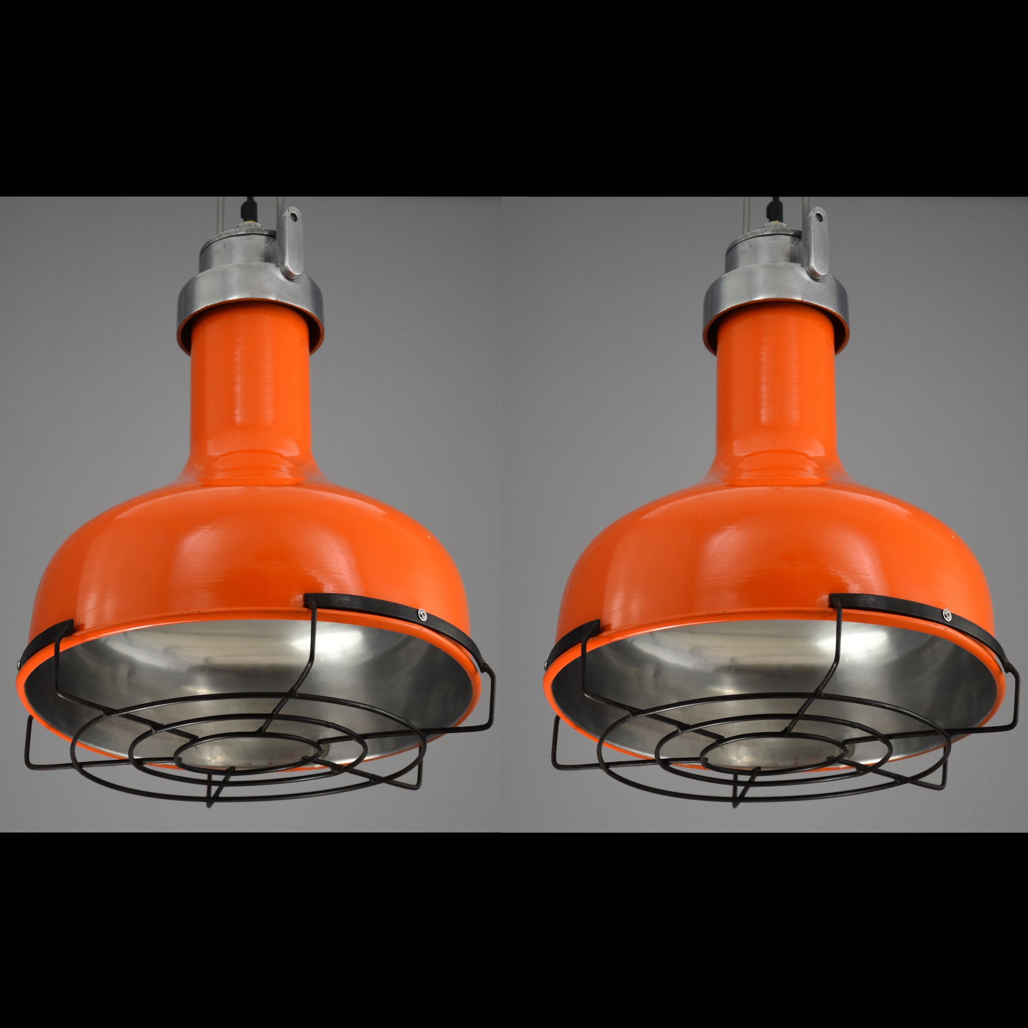 2 piece Oceanic cargo ship pendant light in life buoy orange