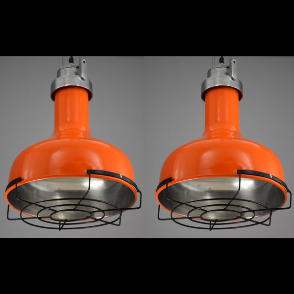 2 piece Oceanic cargo ship pendant light in life buoy orange