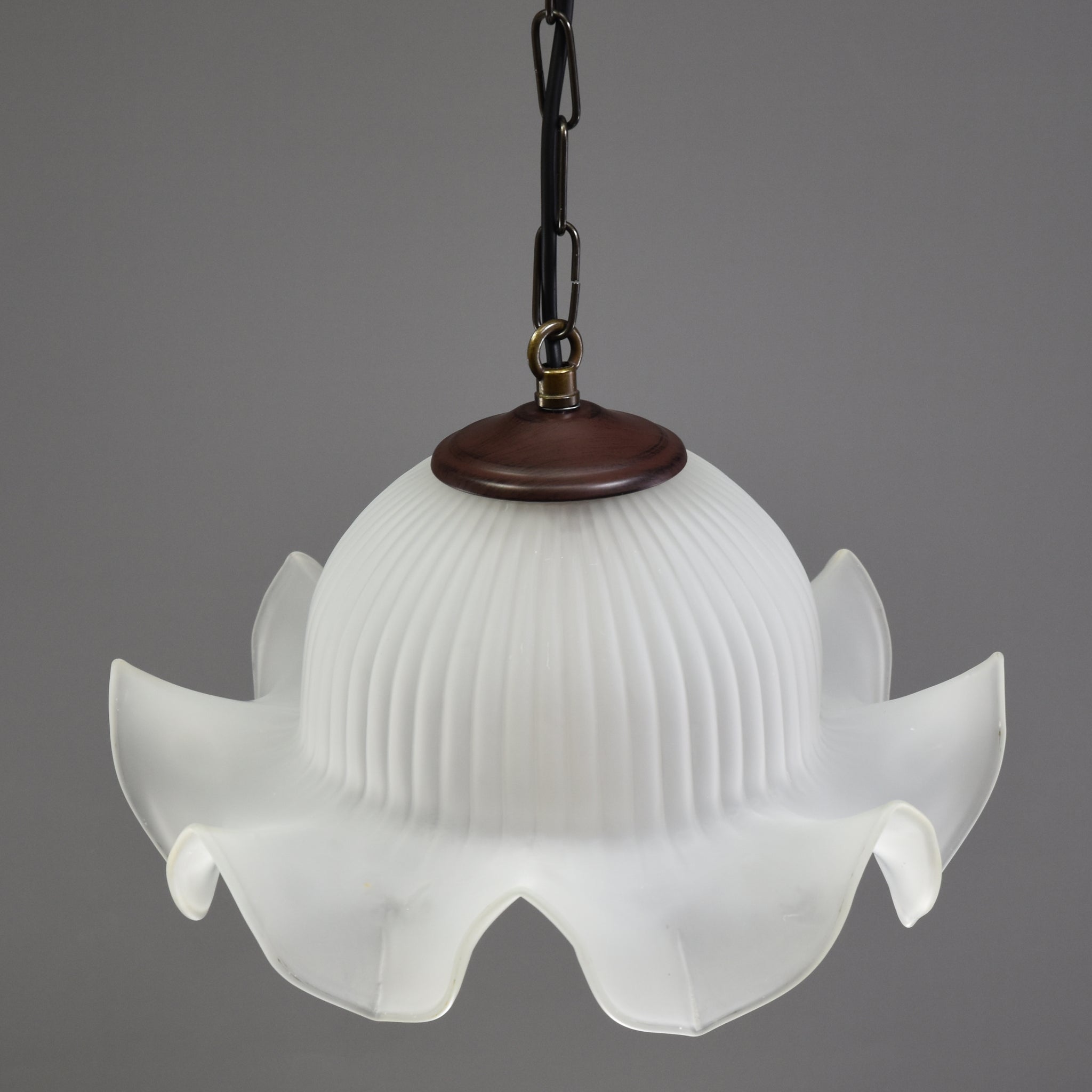 French Glass Pendant Light-Vintage Glass Retro Made In France-Vintage French lovely retro shops ceiling pendant shade-1980s-Vintage French Lustre