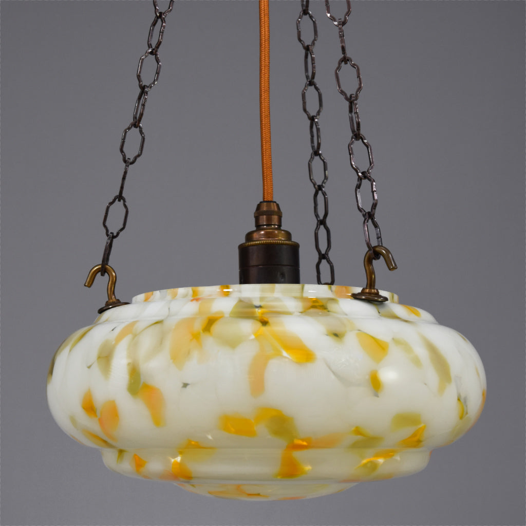 1940s-1950s small white glass flycatcher ceiling light with subtle gre –  it's a light Funky Unusual Lighting